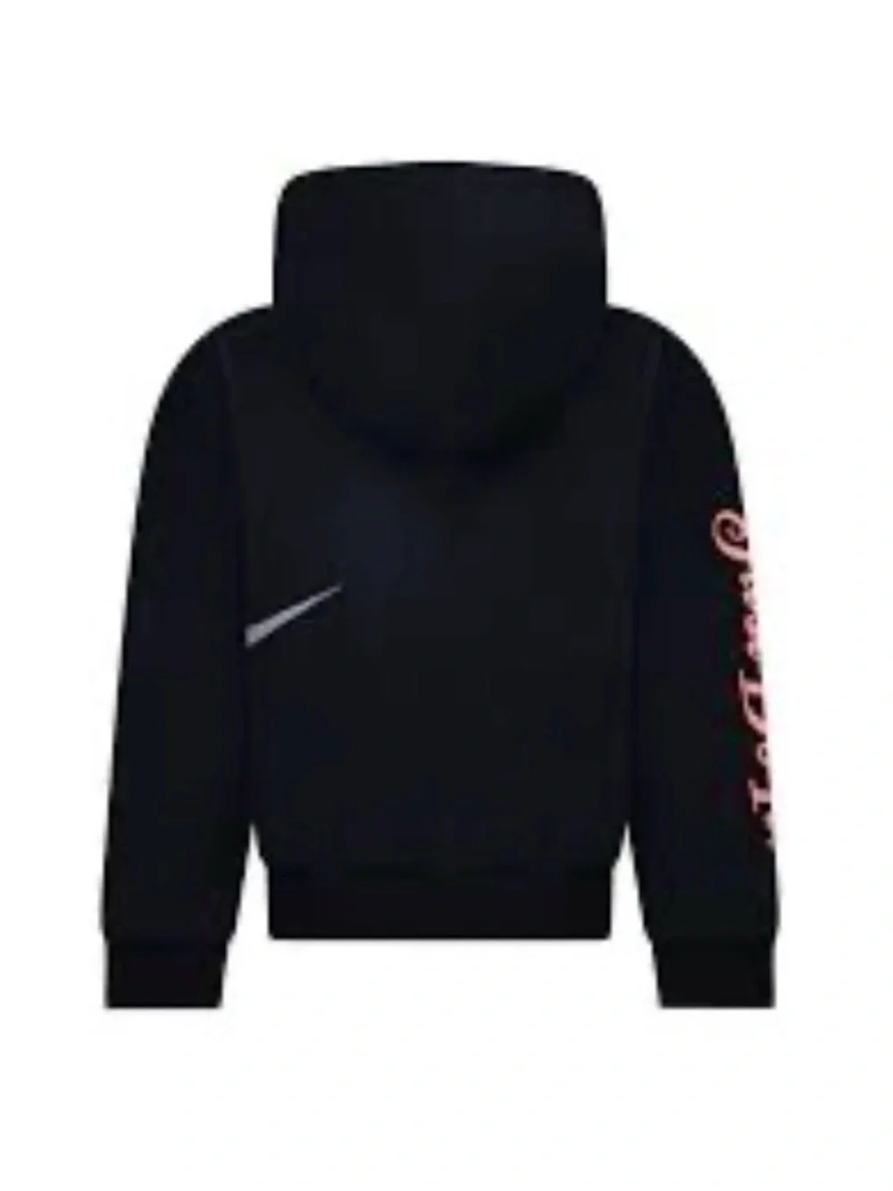 Nike Girls Black Graphic Pullover Hoodie with Coral Logo - Size 6